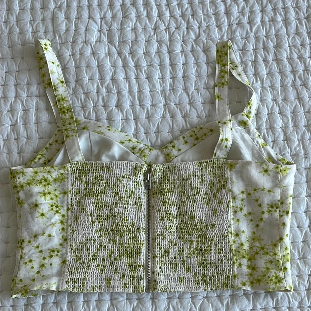 All Saints Green and White Fitted Crop Tank Top - Picture 3 of 4